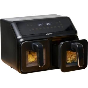 alpina Airfryer 4.5L – Friteuse à air chaud 1-4 personnes – Friteuse à air avec écran tactile numérique – Température réglable de 80 à 200 degrés – Fonction minuterie – Four à convection 1450W(8L Double)