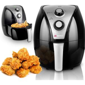 alpina Airfryer 4.5L – Friteuse à air chaud 1-4 personnes – Friteuse à air avec écran tactile numérique – Température réglable de 80 à 200 degrés – Fonction minuterie – Four à convection 1450W(3 2L)