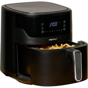 alpina Airfryer 4.5L – Friteuse à air chaud 1-4 personnes – Friteuse à air avec écran tactile numérique – Température réglable de 80 à 200 degrés – Fonction minuterie – Four à convection 1450W(6L Digital)