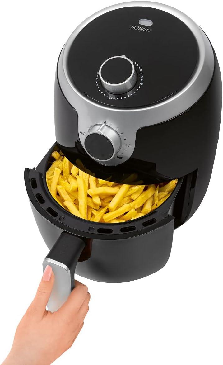 imageBomann Friteuse Air Chaud Sans Huile FR6050HCB 18L Noir Thermostat Rglable 80200C Minuterie 30 min Poigne Froide Protection Surchauffe Rcipient Amovible Antiadhsif Air Fryer