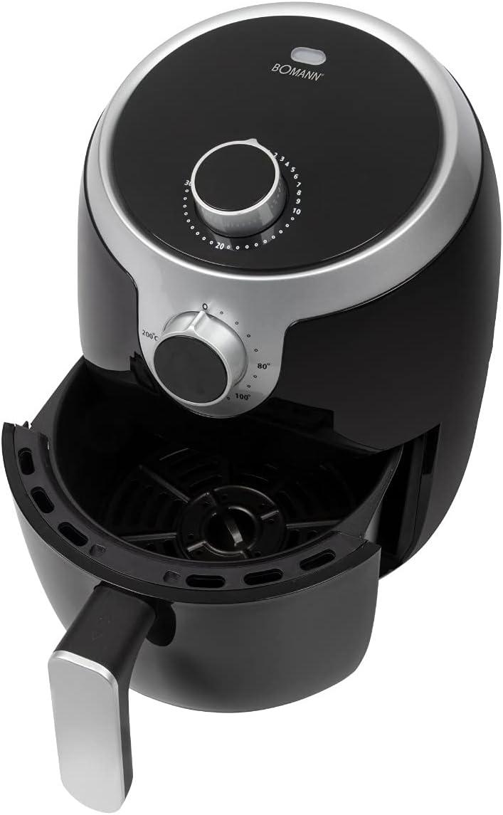 imageBomann Friteuse Air Chaud Sans Huile FR6050HCB 18L Noir Thermostat Rglable 80200C Minuterie 30 min Poigne Froide Protection Surchauffe Rcipient Amovible Antiadhsif Air Fryer