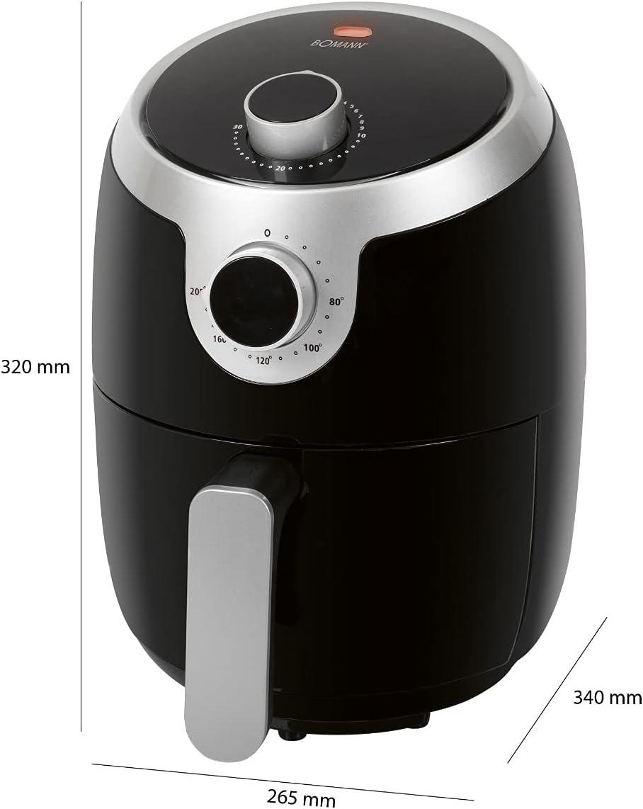 imageBomann Friteuse Air Chaud Sans Huile FR6050HCB 18L Noir Thermostat Rglable 80200C Minuterie 30 min Poigne Froide Protection Surchauffe Rcipient Amovible Antiadhsif Air Fryer