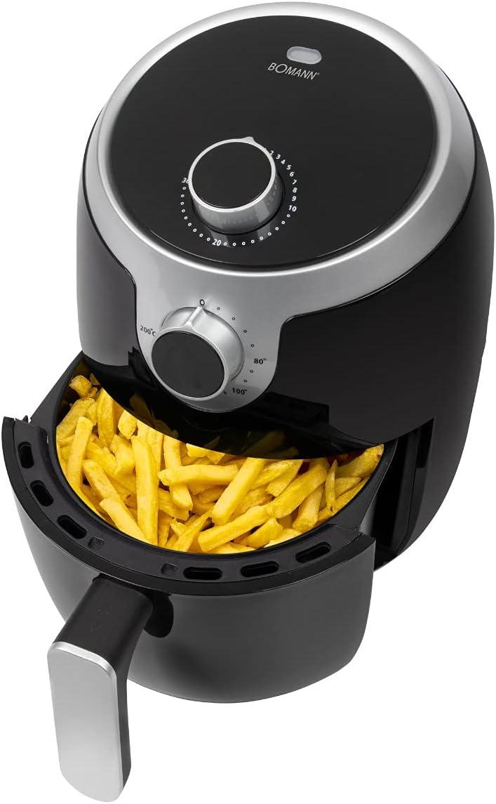 imageBomann Friteuse Air Chaud Sans Huile FR6050HCB 18L Noir Thermostat Rglable 80200C Minuterie 30 min Poigne Froide Protection Surchauffe Rcipient Amovible Antiadhsif Air Fryer