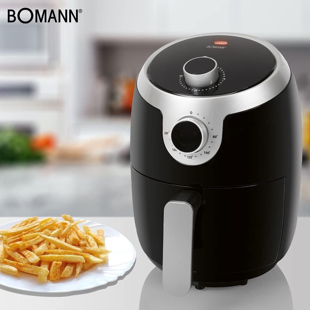 imageBomann Friteuse Air Chaud Sans Huile FR6050HCB 18L Noir Thermostat Rglable 80200C Minuterie 30 min Poigne Froide Protection Surchauffe Rcipient Amovible Antiadhsif Air Fryer