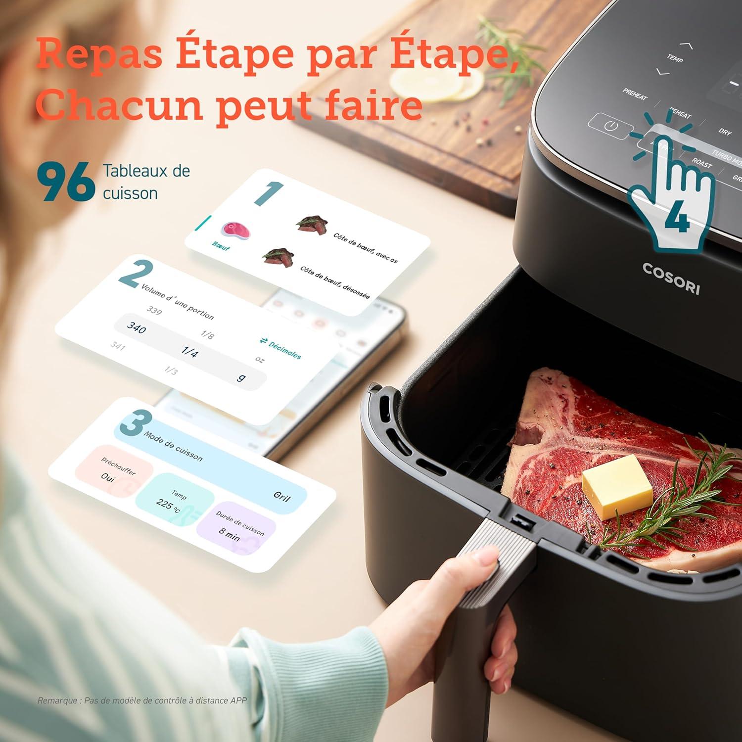 imageCOSORI Air Fryer 108L Turbo Tower ProFriteuse sans huile avec 100 en Cramique Double Stack Dual BlazeampampTurbo Blaze3 Niveaux Cuisson7 Fonctions de Cuisson68 dconomie dnergie300 Recettes6L