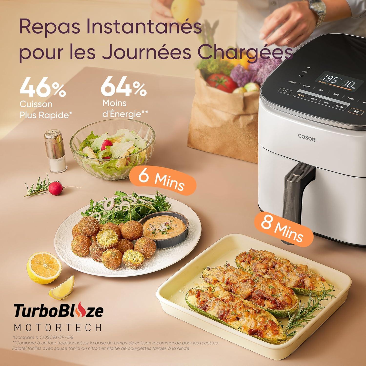 imageCOSORI Air Fryer 108L Turbo Tower ProFriteuse sans huile avec 100 en Cramique Double Stack Dual BlazeampampTurbo Blaze3 Niveaux Cuisson7 Fonctions de Cuisson68 dconomie dnergie300 RecettesBlanc 6L