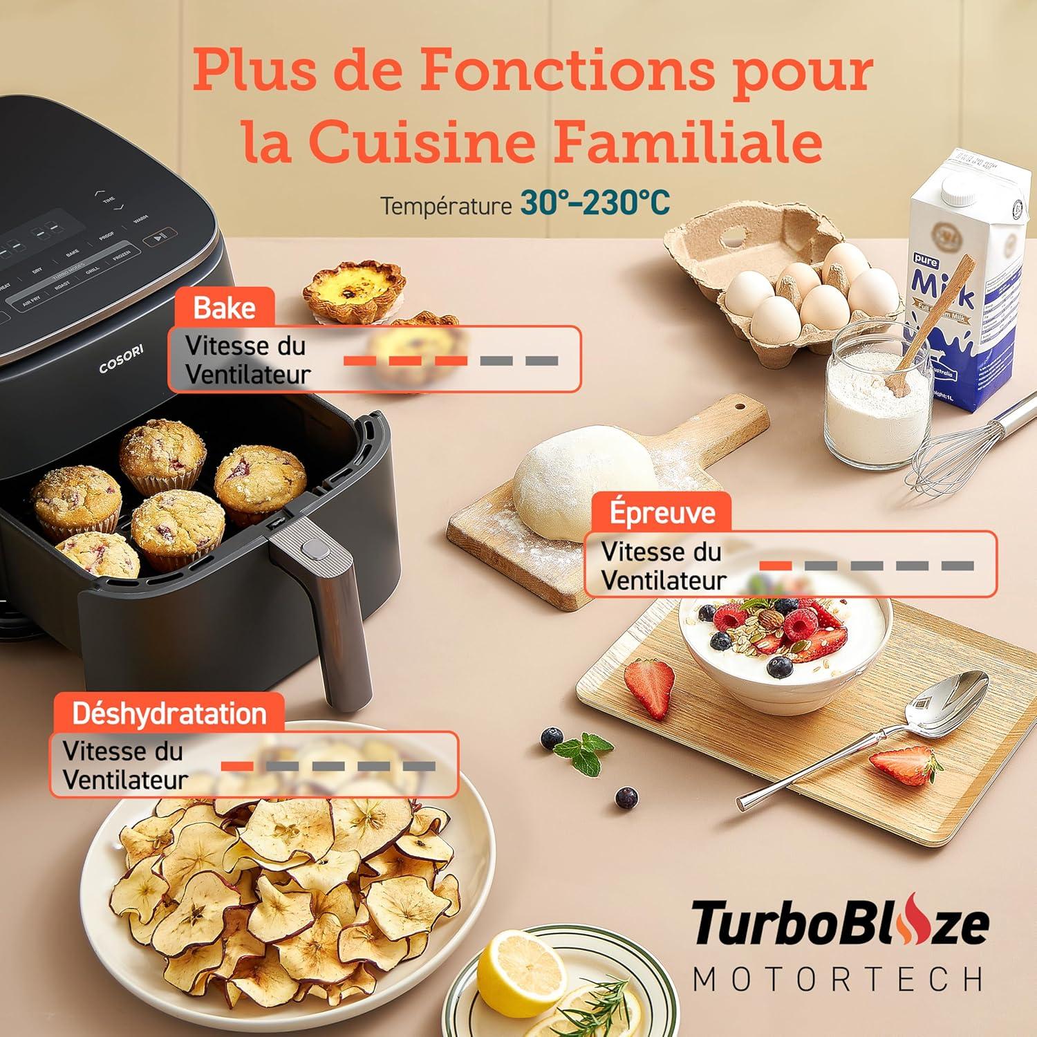 imageCOSORI Air Fryer 108L Turbo Tower ProFriteuse sans huile avec 100 en Cramique Double Stack Dual BlazeampampTurbo Blaze3 Niveaux Cuisson7 Fonctions de Cuisson68 dconomie dnergie300 Recettes6L