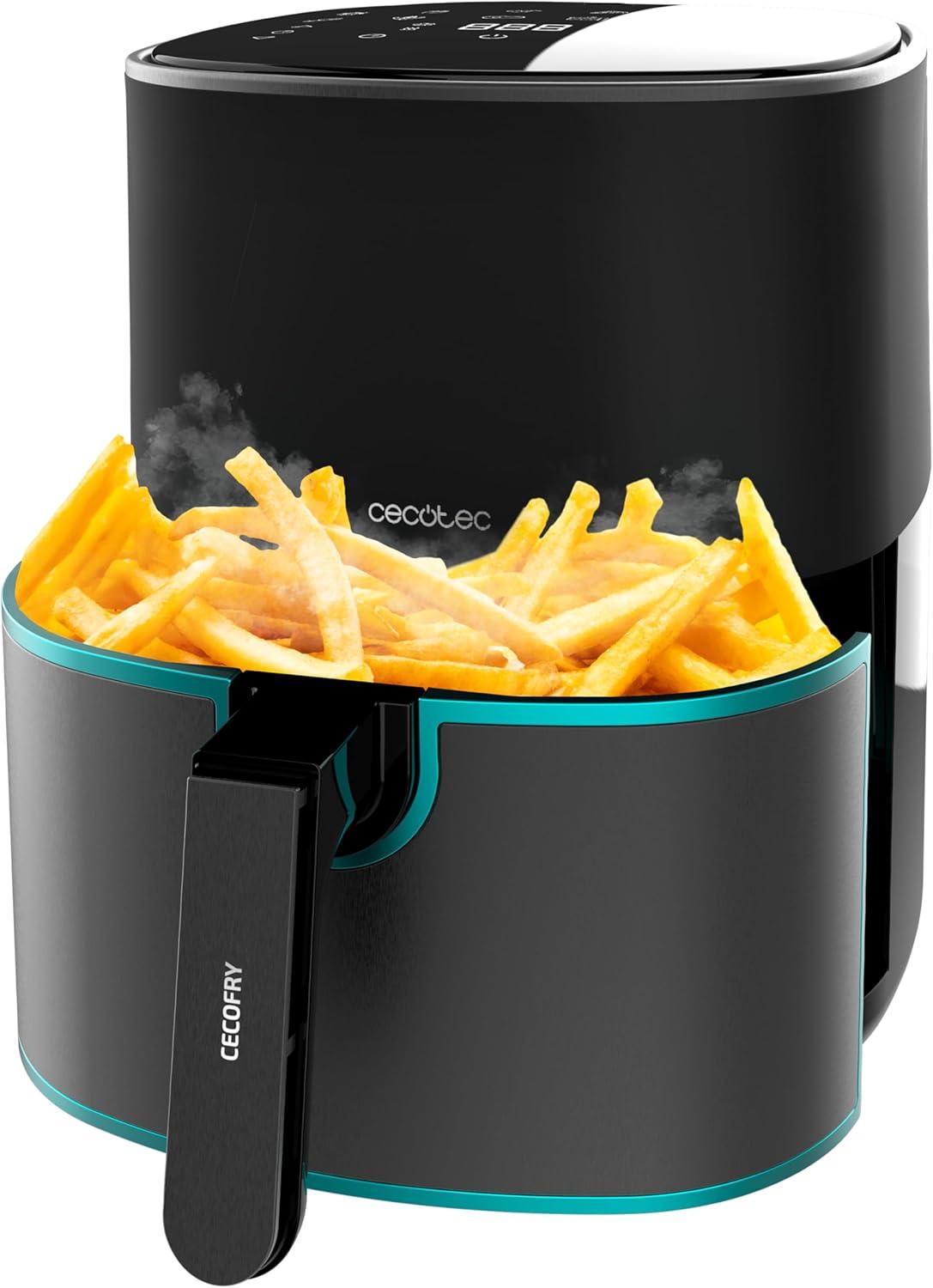 imageCecotec Friteuse Air sans Huile de 4 L avec Fentre Cecofry Fantastik Window 4000 Air Fryer 1400 W 9 Menus Contrle Tactile Technologie PerfectCoo 80200C Temps AjustableAcier Inoxydable Accessoires