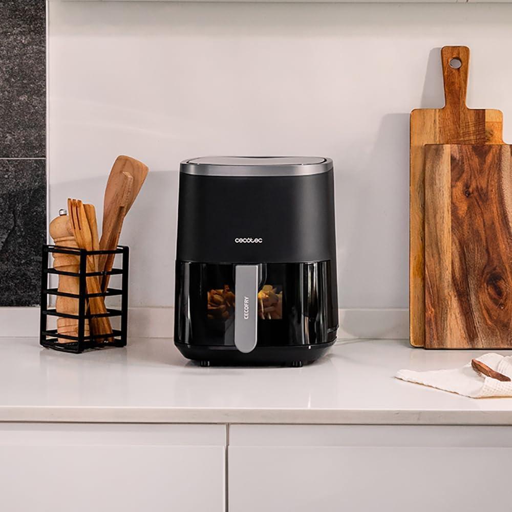 image:imageCecotec Friteuse Air sans Huile de 4 L avec Fentre Cecofry Fantastik Window 4000 Air Fryer 1400 W 9 Menus Contrle Tactile Technologie PerfectCoo 80200C Temps AjustableNoir Fentre