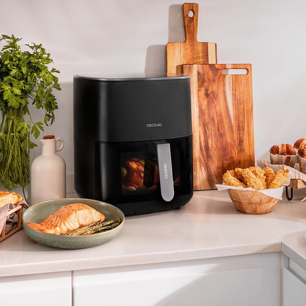 image:imageCecotec Friteuse Air sans Huile de 4 L avec Fentre Cecofry Fantastik Window 4000 Air Fryer 1400 W 9 Menus Contrle Tactile Technologie PerfectCoo 80200C Temps AjustableNoir Fentre