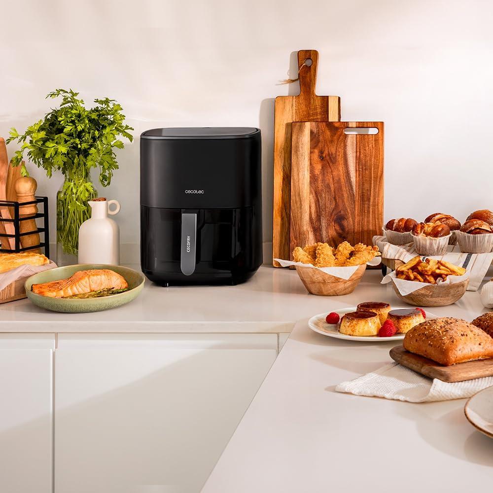 image:imageCecotec Friteuse Air sans Huile de 4 L avec Fentre Cecofry Fantastik Window 4000 Air Fryer 1400 W 9 Menus Contrle Tactile Technologie PerfectCoo 80200C Temps AjustableNoir Fentre