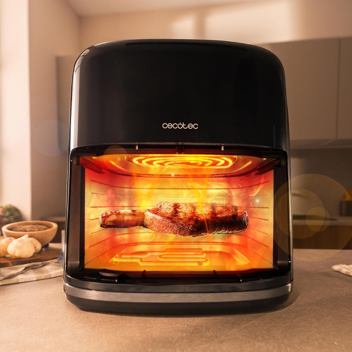 imageCecotec Friteuse Air sans Huile de 4 L avec Fentre Cecofry Fantastik Window 4000 Air Fryer 1400 W 9 Menus Contrle Tactile Technologie PerfectCoo 80200C Temps AjustableNoir Fumeur