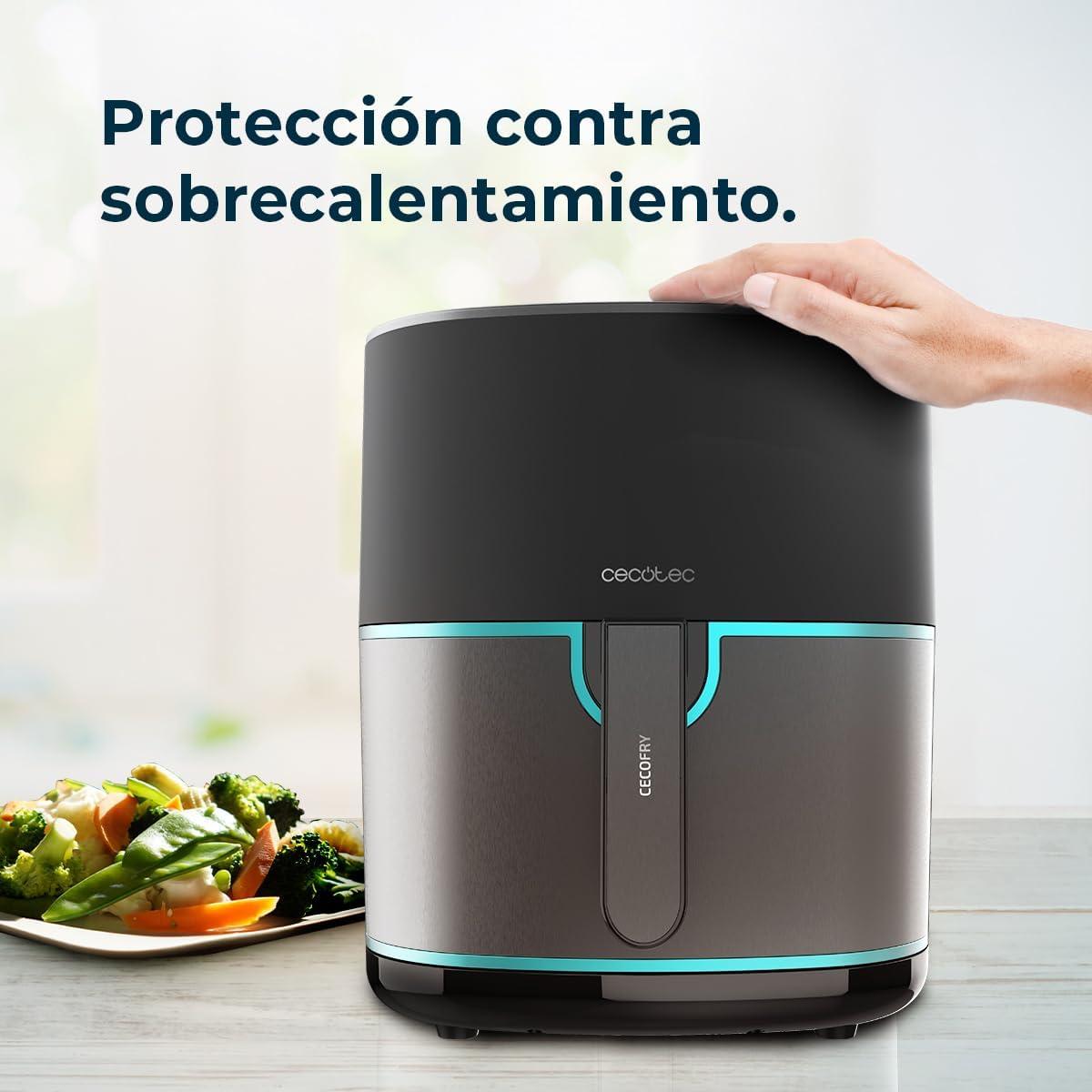 imageCecotec Friteuse Air sans Huile de 4 L avec Fentre Cecofry Fantastik Window 4000 Air Fryer 1400 W 9 Menus Contrle Tactile Technologie PerfectCoo 80200C Temps AjustableAcier Inoxydable