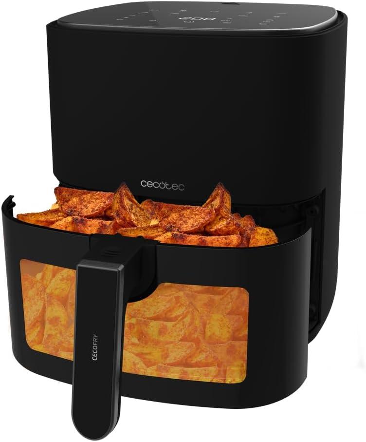 image:imageCecotec Friteuse Air sans Huile de 4 L avec Fentre Cecofry Fantastik Window 4000 Air Fryer 1400 W 9 Menus Contrle Tactile Technologie PerfectCoo 80200C Temps AjustableNoir Fentre