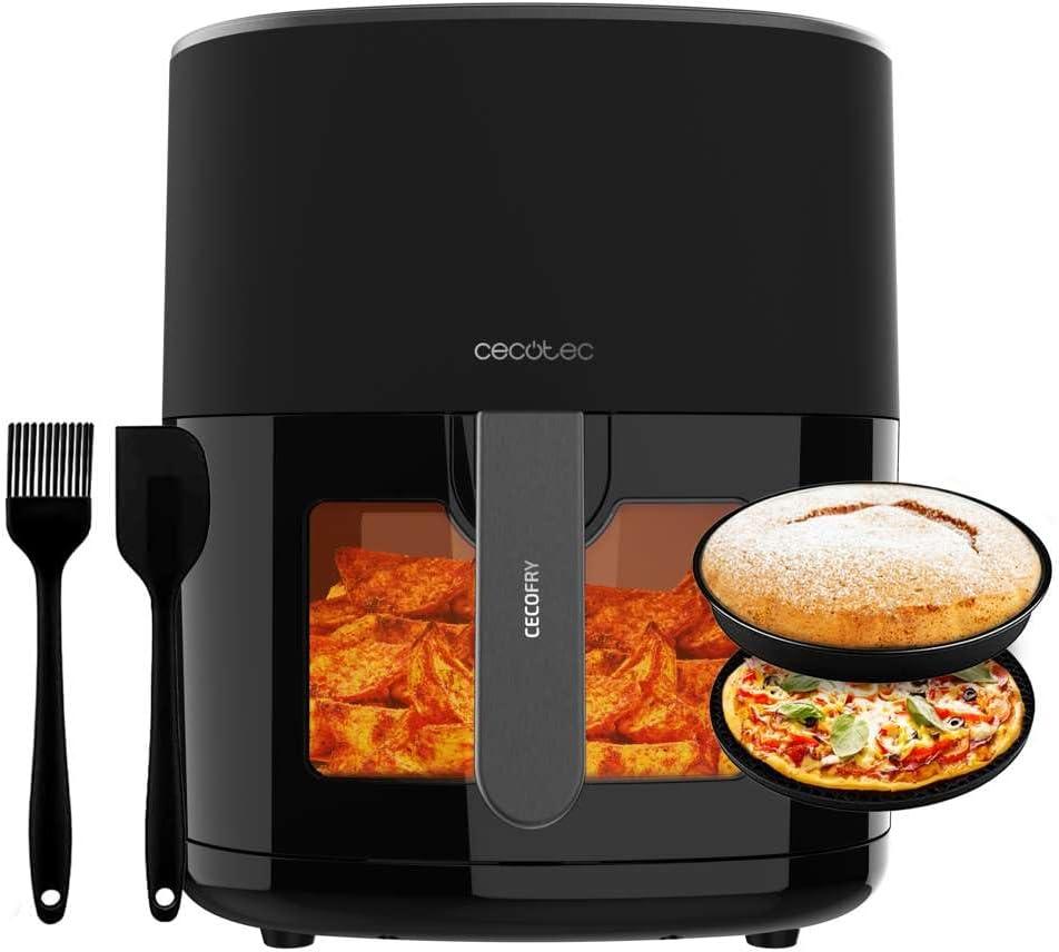imageCecotec Friteuse Air sans Huile de 4 L avec Fentre Cecofry Fantastik Window 4000 Air Fryer 1400 W 9 Menus Contrle Tactile Technologie PerfectCoo 80200C Temps AjustableNoir Fentre Accessoires