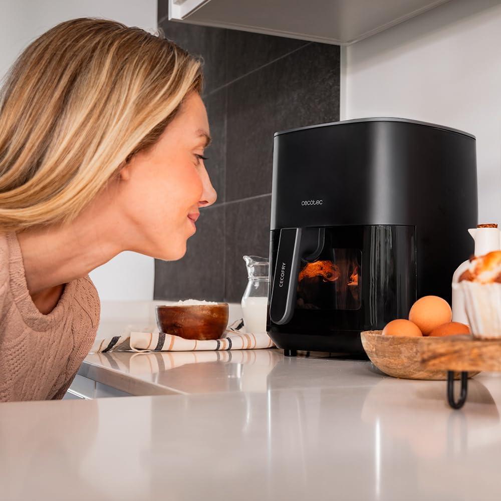 image:imageCecotec Friteuse Air sans Huile de 4 L avec Fentre Cecofry Fantastik Window 4000 Air Fryer 1400 W 9 Menus Contrle Tactile Technologie PerfectCoo 80200C Temps AjustableNoir Fentre