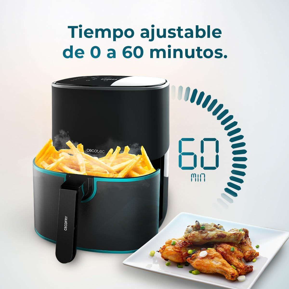 imageCecotec Friteuse Air sans Huile de 4 L avec Fentre Cecofry Fantastik Window 4000 Air Fryer 1400 W 9 Menus Contrle Tactile Technologie PerfectCoo 80200C Temps AjustableAcier Inoxydable
