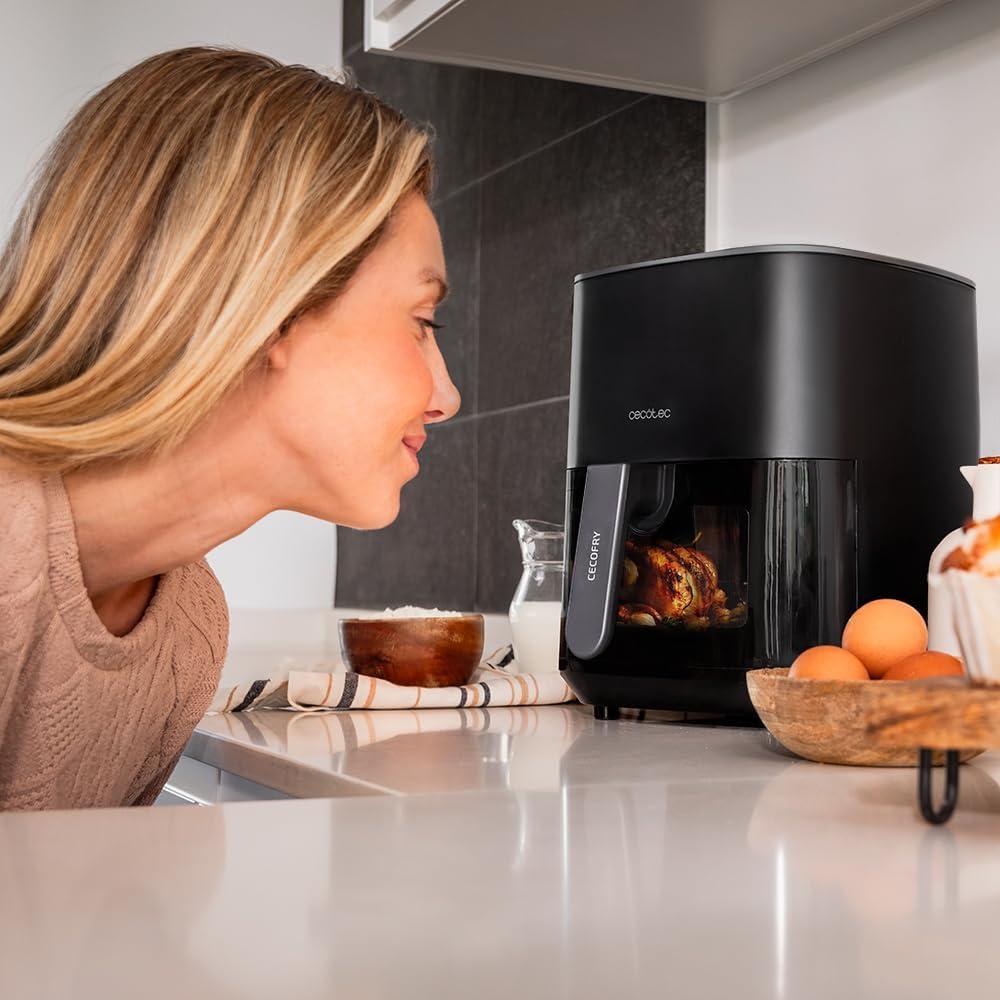 imageCecotec Friteuse Air sans Huile de 4 L avec Fentre Cecofry Fantastik Window 4000 Air Fryer 1400 W 9 Menus Contrle Tactile Technologie PerfectCoo 80200C Temps AjustableNoir Fentre Accessoires