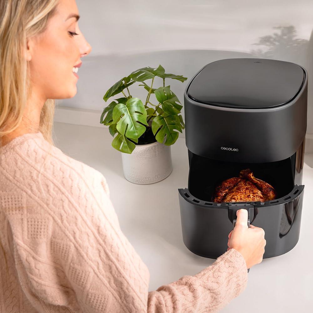 imageCecotec Friteuse Air sans Huile de 4 L avec Fentre Cecofry Fantastik Window 4000 Air Fryer 1400 W 9 Menus Contrle Tactile Technologie PerfectCoo 80200C Temps AjustableNoir Fentre Accessoires