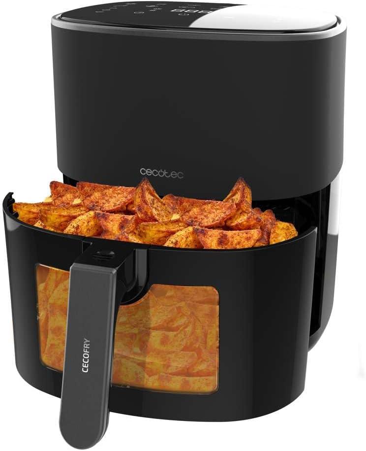 imageCecotec Friteuse Air sans Huile de 4 L avec Fentre Cecofry Fantastik Window 4000 Air Fryer 1400 W 9 Menus Contrle Tactile Technologie PerfectCoo 80200C Temps AjustableNoir Fentre Accessoires