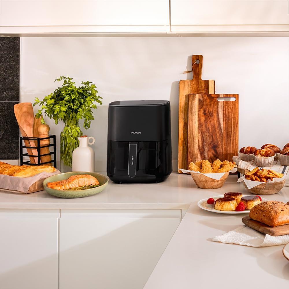 imageCecotec Friteuse Air sans Huile de 4 L avec Fentre Cecofry Fantastik Window 4000 Air Fryer 1400 W 9 Menus Contrle Tactile Technologie PerfectCoo 80200C Temps AjustableNoir Fentre Accessoires