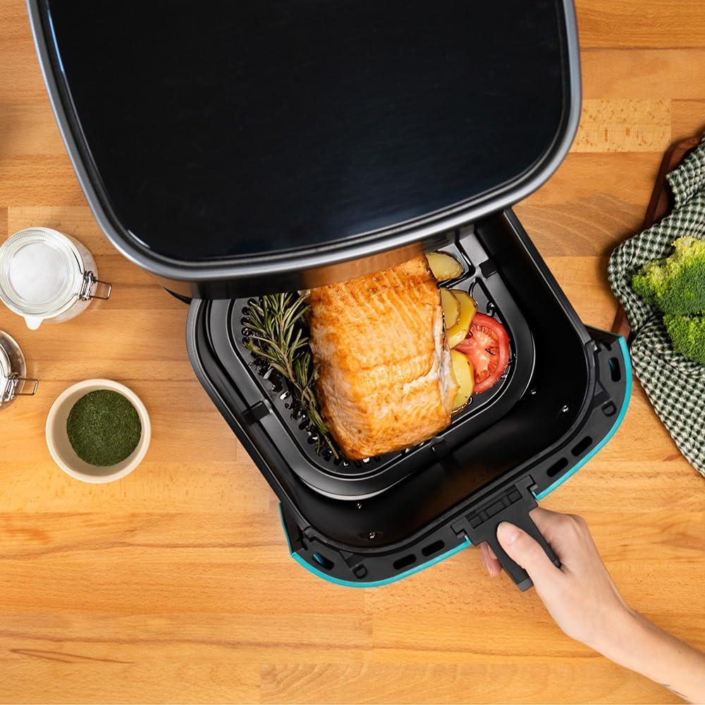 imageCecotec Friteuse Air sans Huile de 4 L avec Fentre Cecofry Fantastik Window 4000 Air Fryer 1400 W 9 Menus Contrle Tactile Technologie PerfectCoo 80200C Temps AjustableAcier Inoxydable Accessoires