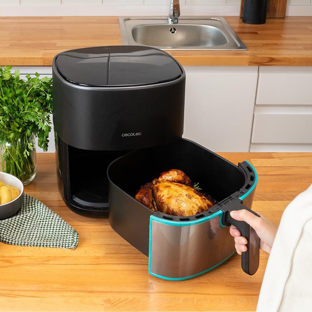 imageCecotec Friteuse Air sans Huile de 4 L avec Fentre Cecofry Fantastik Window 4000 Air Fryer 1400 W 9 Menus Contrle Tactile Technologie PerfectCoo 80200C Temps AjustableAcier Inoxydable
