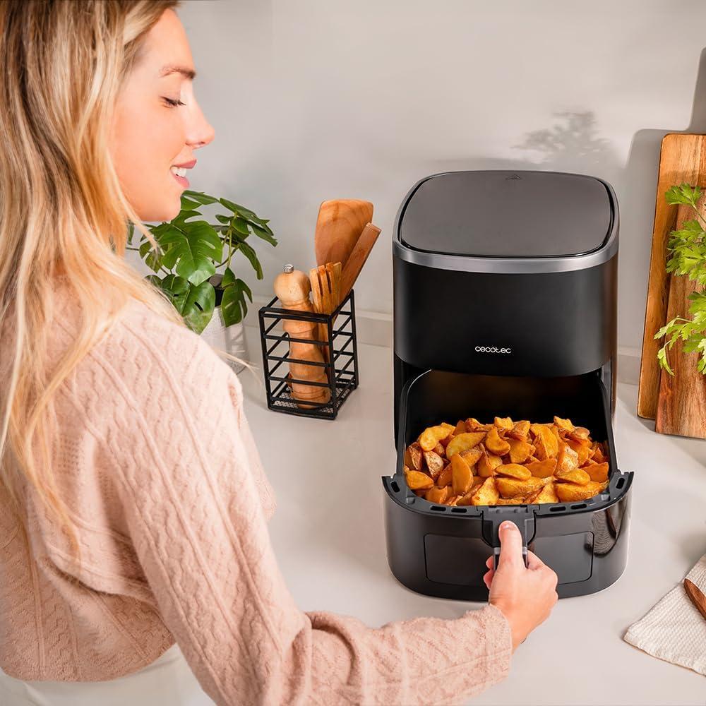 image:imageCecotec Friteuse Air sans Huile de 4 L avec Fentre Cecofry Fantastik Window 4000 Air Fryer 1400 W 9 Menus Contrle Tactile Technologie PerfectCoo 80200C Temps AjustableNoir Fentre