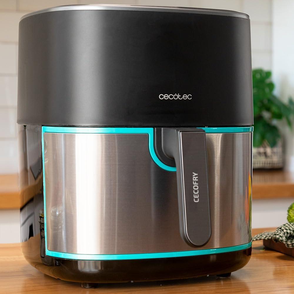 imageCecotec Friteuse Air sans Huile de 4 L avec Fentre Cecofry Fantastik Window 4000 Air Fryer 1400 W 9 Menus Contrle Tactile Technologie PerfectCoo 80200C Temps AjustableAcier Inoxydable Accessoires