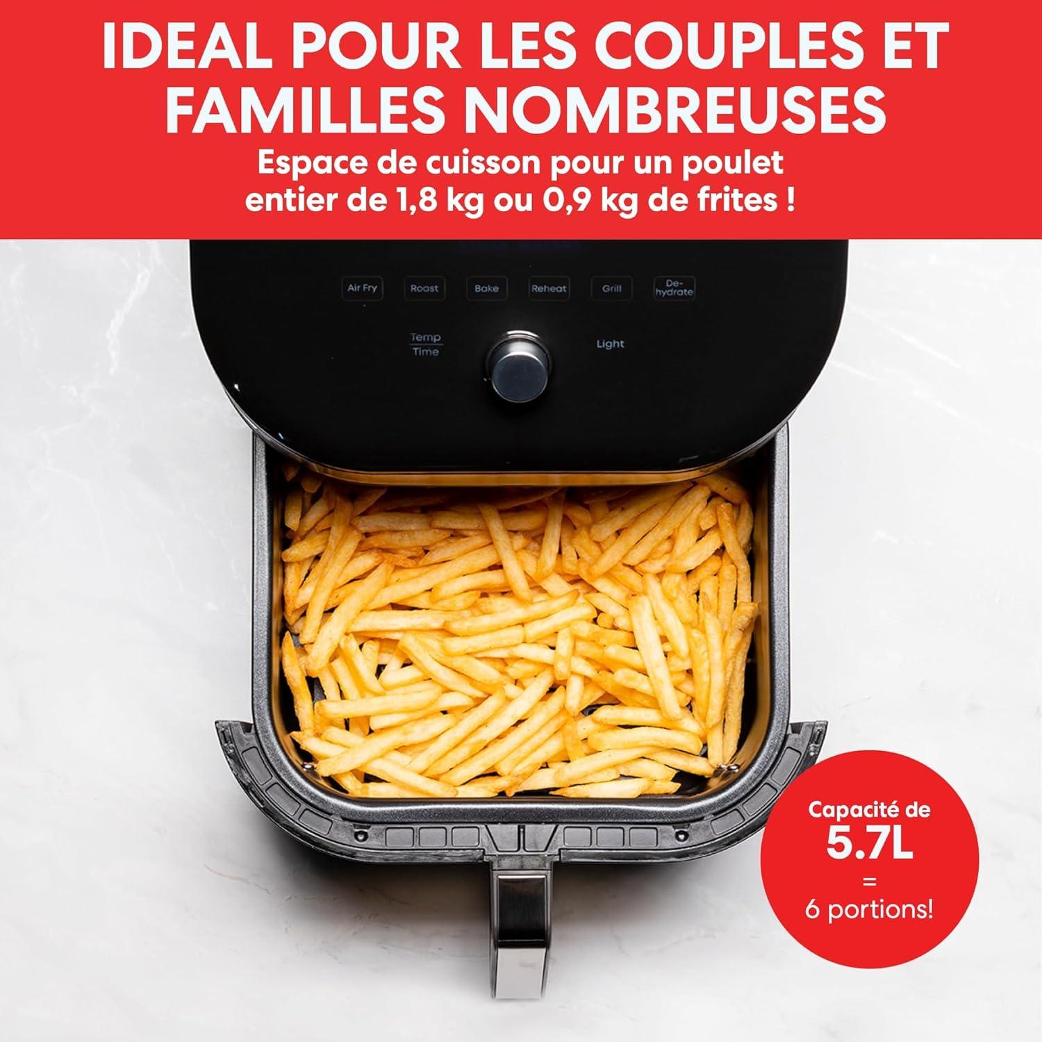imageInstant Pot Vortex Plus Friteuse sans Huile 6 en 1 avec Vitre Transparente Fonctions Friteuse Air Rtir Ptisserie Grill Schage ChauffePlat Puissance 1700W