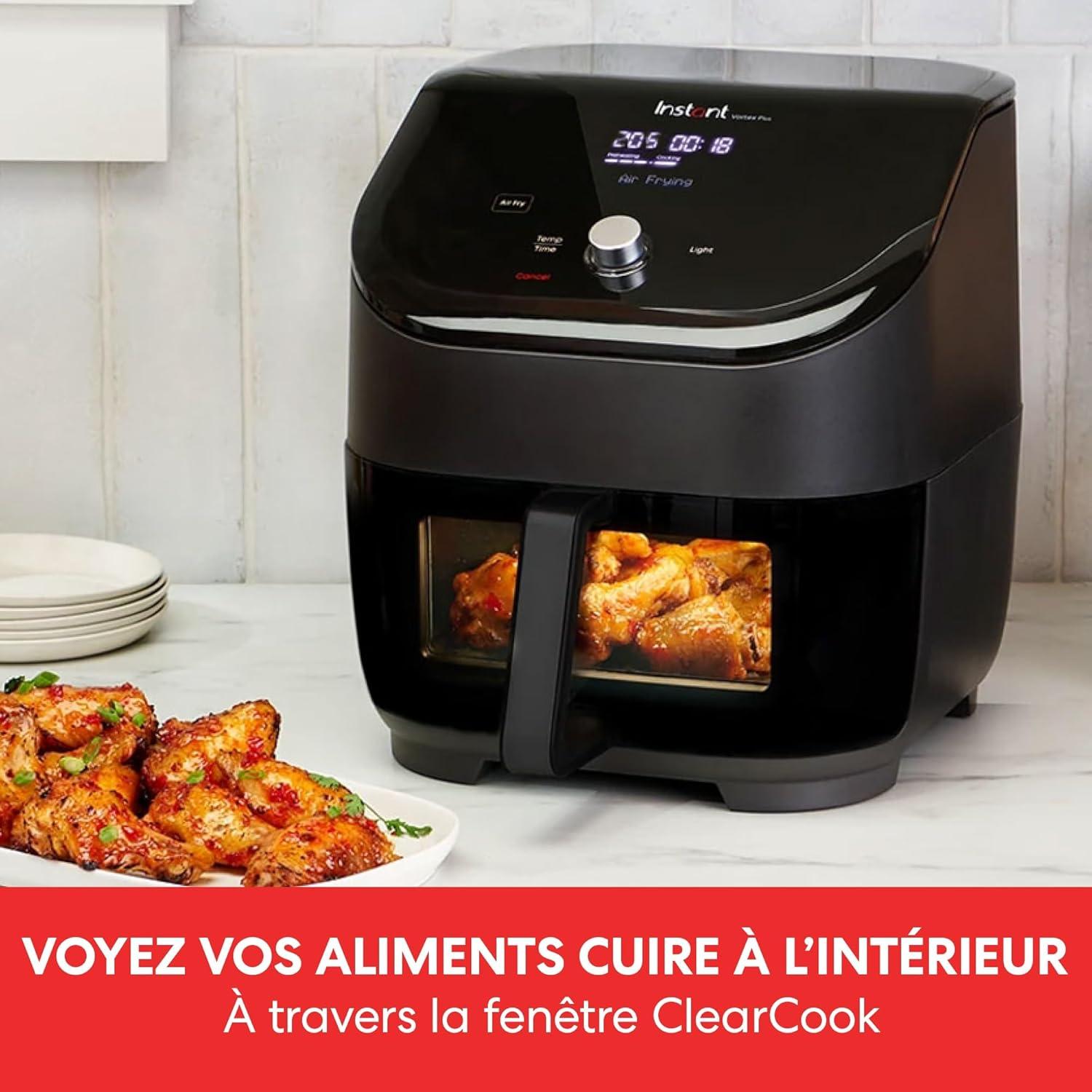 imageInstant Pot Vortex Plus Friteuse sans Huile 6 en 1 avec Vitre Transparente Fonctions Friteuse Air Rtir Ptisserie Grill Schage ChauffePlat Puissance 1700W