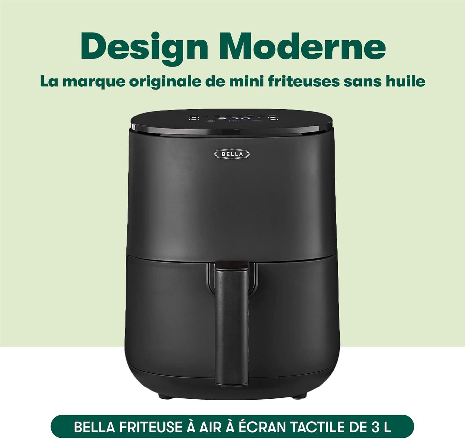 imagebella Friteuse air avec cran tactile 3L friture sans huile plaque antiadhsive et grille de cuisson lavables au lavevaisselle pour un nettoyage facile Rouge matNoire Mat
