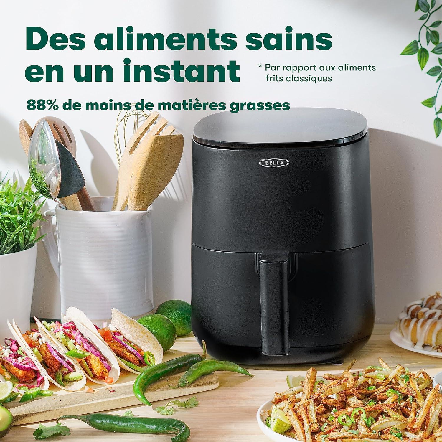 imagebella Friteuse air avec cran tactile 3L friture sans huile plaque antiadhsive et grille de cuisson lavables au lavevaisselle pour un nettoyage facile Rouge matNoire Mat