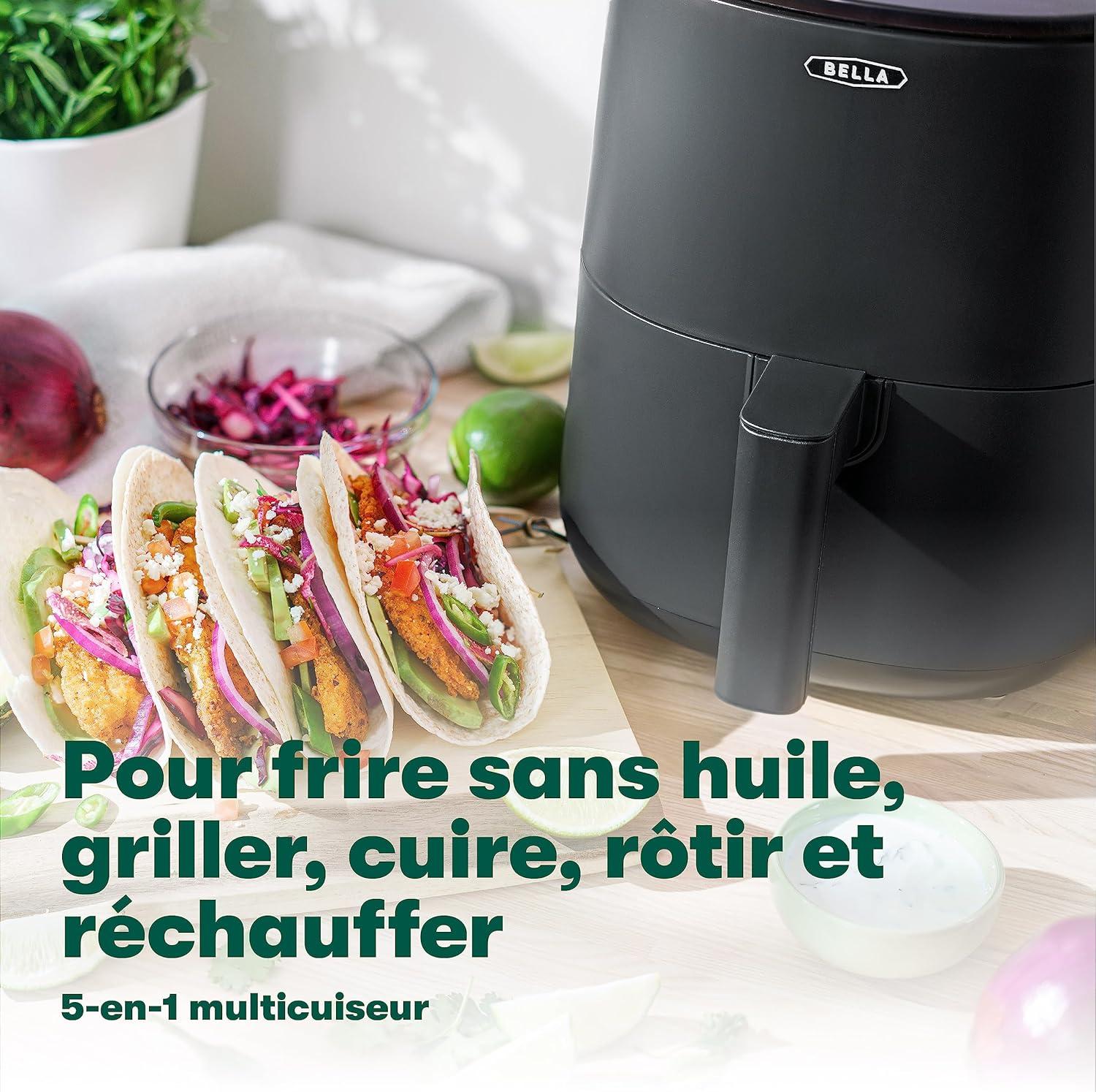 imagebella Friteuse air avec cran tactile 3L friture sans huile plaque antiadhsive et grille de cuisson lavables au lavevaisselle pour un nettoyage facile Rouge matNoire Mat