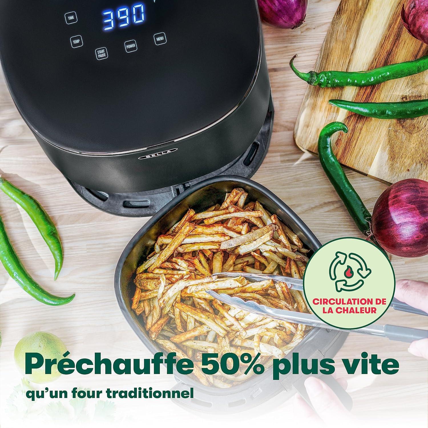 imagebella Friteuse air avec cran tactile 3L friture sans huile plaque antiadhsive et grille de cuisson lavables au lavevaisselle pour un nettoyage facile Rouge matNoire Mat