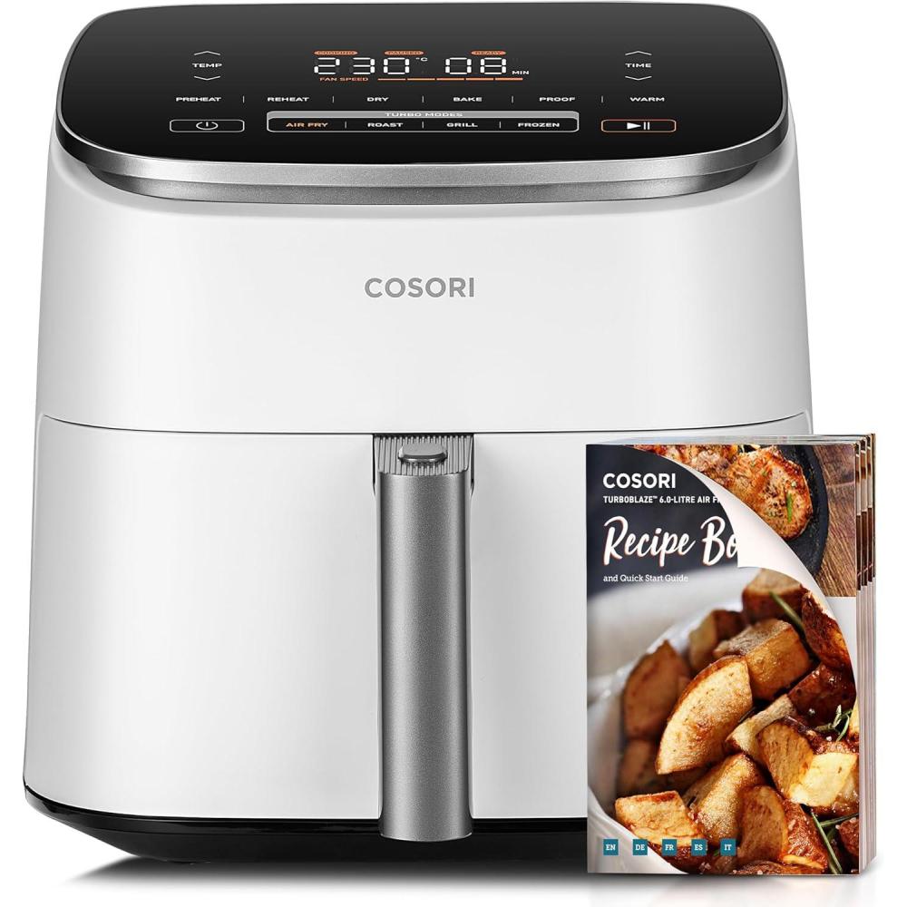 imageCOSORI Air Fryer 108L Turbo Tower ProFriteuse sans huile avec 100 en Cramique Double Stack Dual BlazeampampTurbo Blaze3 Niveaux Cuisson7 Fonctions de Cuisson68 dconomie dnergie300 RecettesBlanc 6L