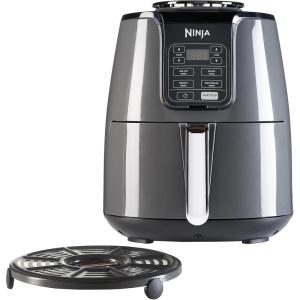 Ninja Air Fryer PRO Friteuse 4,7L, 1 tiroir, 4-en-1, sans huile, rôtir, réchauffer, déshydrater, cuire 1 à 2 portions, à partir de produits surgelés, tiroir, panier antiadhésifs, 2 000 W, Noir AF140EU(Noir/Argent)