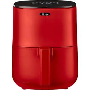 bella Friteuse à air avec écran tactile 3L, friture sans huile, plaque antiadhésive et grille de cuisson lavables au lave-vaisselle pour un nettoyage facile, Rouge mat(Rouge)