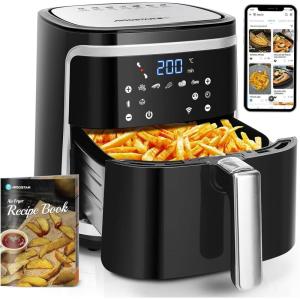 Aigostar Smart Cube – Friteuse à air intelligente sans huile. 1900W, 7L. Mode manuel, écran tactile LED, 7 fonctions préréglées + maintien au chaud et mode manuel. Connexion Wifi. Sans BPA.(Noir)