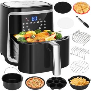 Aigostar Smart Cube – Friteuse à air intelligente sans huile. 1900W, 7L. Mode manuel, écran tactile LED, 7 fonctions préréglées + maintien au chaud et mode manuel. Connexion Wifi. Sans BPA.(Avec 12 Accessoires)