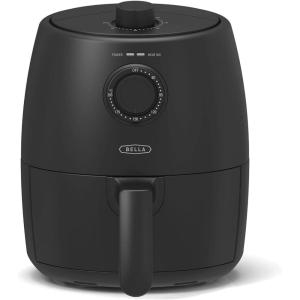 BELLA 2 L Manual Air Fryer Oven and 5-in-1 Multicooker with Removable Nonstick and Dishwasher Safe Crisping Tray and Basket, 1200 Watt Heating System, Matte Black(Black)