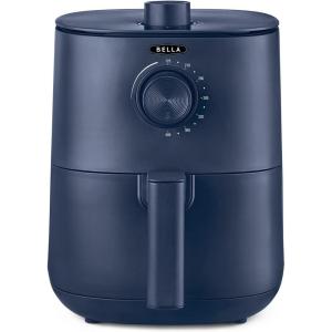 BELLA 2 L Manual Air Fryer Oven and 5-in-1 Multicooker with Removable Nonstick and Dishwasher Safe Crisping Tray and Basket, 1200 Watt Heating System, Matte Black(Blue)