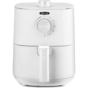 BELLA 2 L Manual Air Fryer Oven and 5-in-1 Multicooker with Removable Nonstick and Dishwasher Safe Crisping Tray and Basket, 1200 Watt Heating System, Matte Black(White)