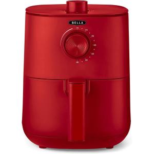 BELLA 2 L Manual Air Fryer Oven and 5-in-1 Multicooker with Removable Nonstick and Dishwasher Safe Crisping Tray and Basket, 1200 Watt Heating System, Matte Black(Red)