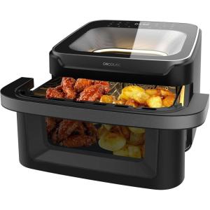 Cecotec Friteuse à Air sans Huile – 9L Séparable en 2 – Air Fryer Cecofry Dual 9000, 2850W, Diététique et Digitale, Panneau Tactile, Température Double et Réglable, 6 Modes, Technologie PerfectCook(Noir)