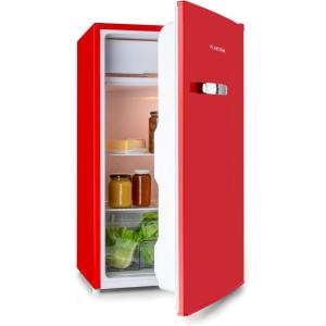 KLARSTEIN Beercracker – réfrigérateur 90 L, 90 L, Classe d&rsquo;efficacité énergétique E, Compartiment congélateur, 3 Compartiments de Porte, décapsuleur sur l&rsquo;appareil, 2 clayettes en Verre, Rouge(Rouge – Classe Énergétique E)