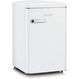 SEVERIN Réfrigérateur Congélateur, Pose libre, Longueur 55 cm, 108L, Classe D, 110 kWh/an, 37 dB, Look rétro, Crème, RKS 8833(Blanc)