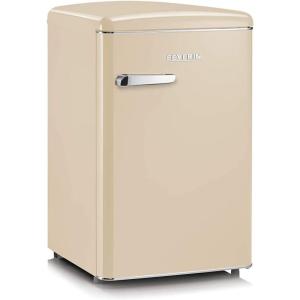 SEVERIN Réfrigérateur Congélateur, Pose libre, Longueur 55 cm, 108L, Classe D, 110 kWh/an, 37 dB, Look rétro, Crème, RKS 8833(Crème)