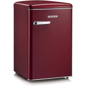 SEVERIN Réfrigérateur Congélateur, Pose libre, Longueur 55 cm, 108L, Classe D, 110 kWh/an, 37 dB, Look rétro, Crème, RKS 8833(Lie de Vin)