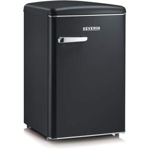 SEVERIN Réfrigérateur Congélateur, Pose libre, Longueur 55 cm, 108L, Classe D, 110 kWh/an, 37 dB, Look rétro, Crème, RKS 8833(Noir Mat)